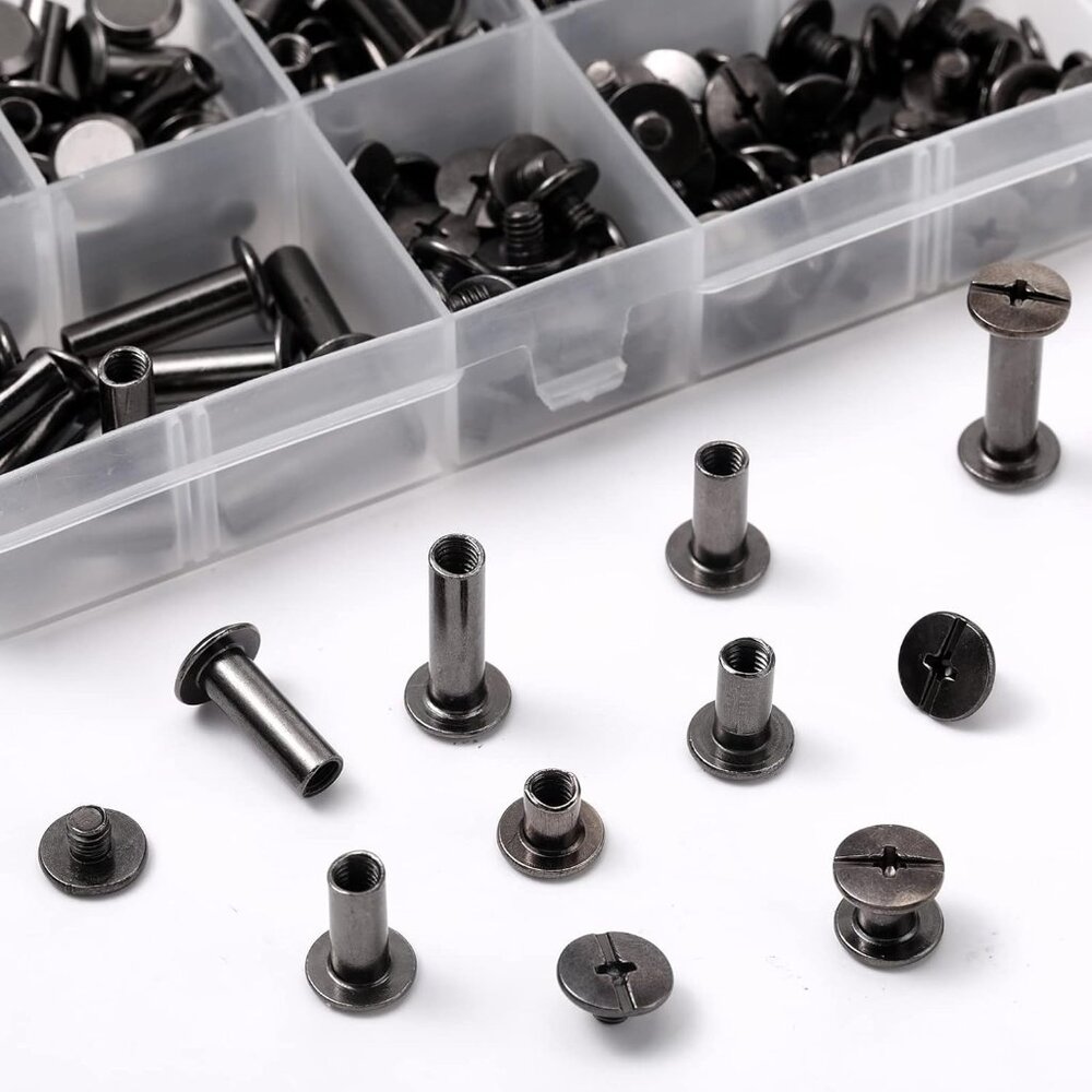 80 Sets Chicago Screw Leather Rivets Assorted Kit Chicago Binding Screws 5 Sizes - Picture 5 of 7